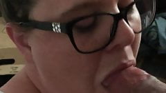 BBW deepthroat cum in mouth