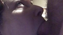 Selfie blowjob and deepthroat, showing off cock sucking skills