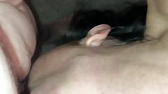 Wife deepthroating my cock upside down